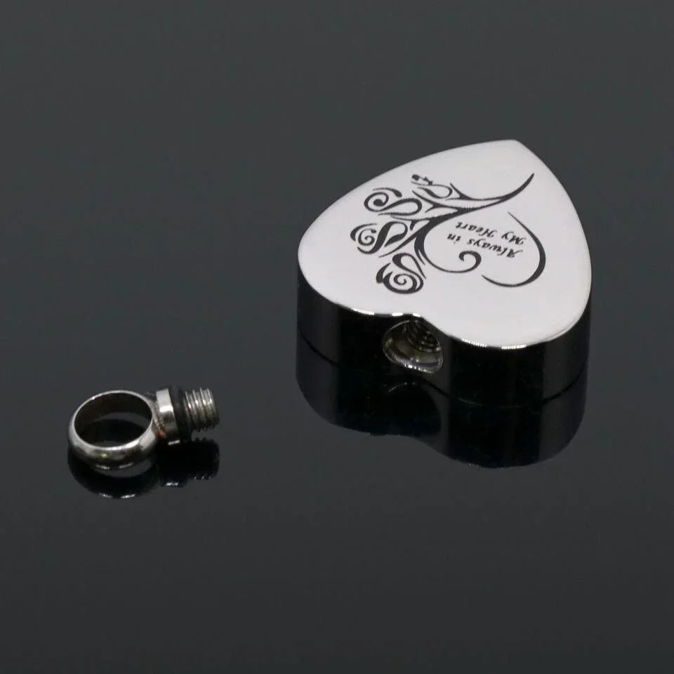 Cremation Urn Necklace Heart Ash Holder Keepsake Memorial Always in My Heart - Jewelry Store by Erik Rayo