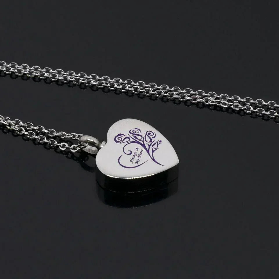 Cremation Urn Necklace Heart Ash Holder Keepsake Memorial Always in My Heart - Jewelry Store by Erik Rayo