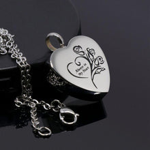 Load image into Gallery viewer, Cremation Urn Necklace Heart Ash Holder Keepsake Memorial Always in My Heart
