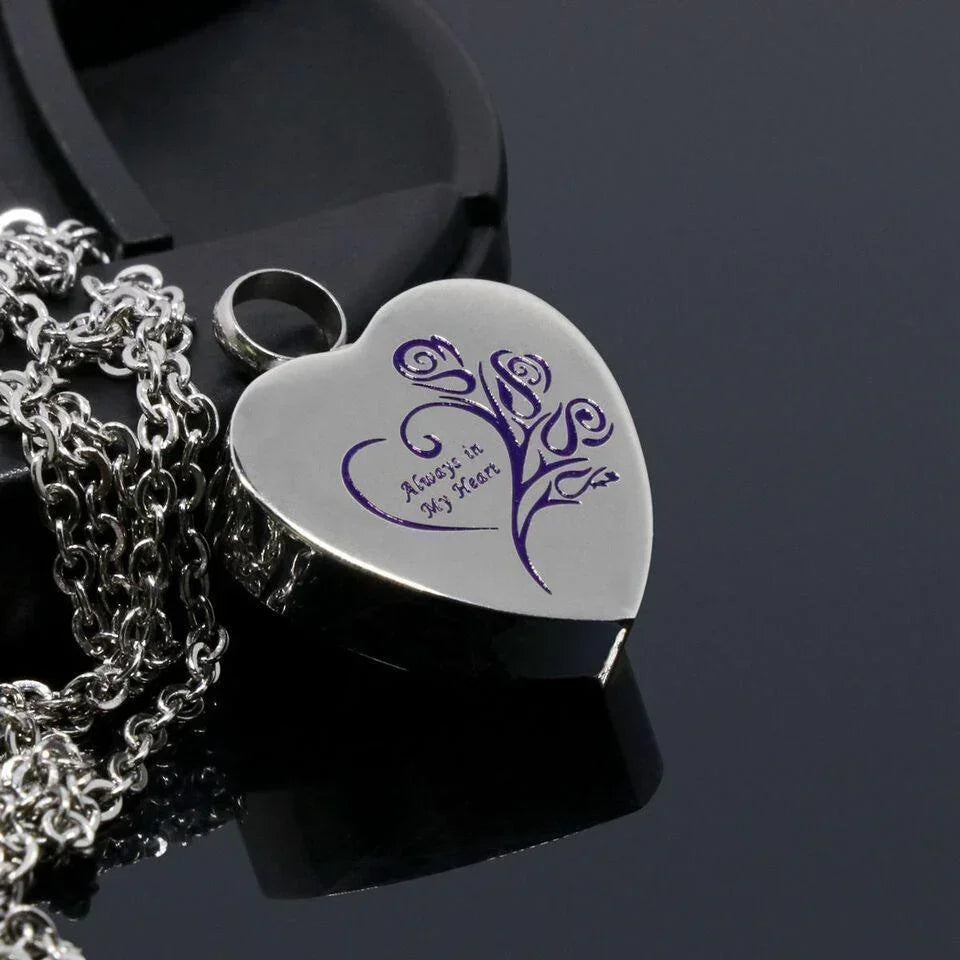 Cremation Urn Necklace Heart Ash Holder Keepsake Memorial Always in My Heart - Jewelry Store by Erik Rayo