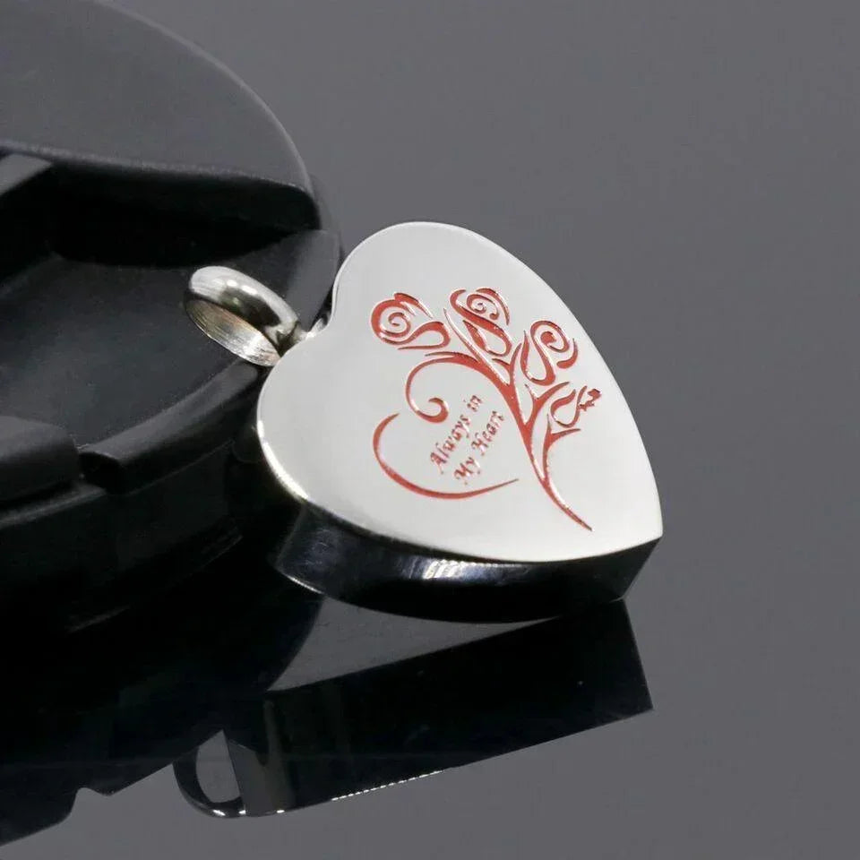 Cremation Urn Necklace Heart Ash Holder Keepsake Memorial Always in My Heart - Jewelry Store by Erik Rayo