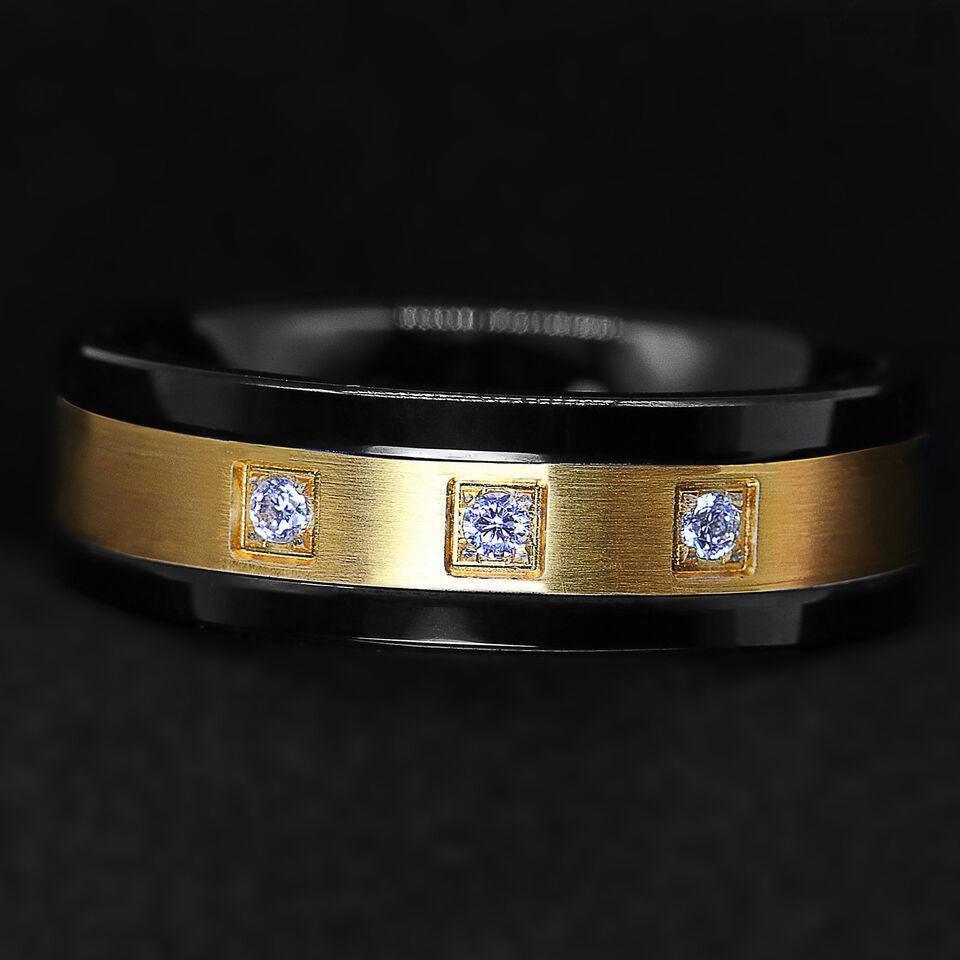 Men's Wedding Band Rings - Black Brushed 18K Gold with Diamonds - Wedding Rings for Men and Women - Jewelry Store by Erik Rayo