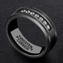 Load image into Gallery viewer, Men&#39;s Wedding Band Rings - Black Diamond Inlay Comfort Fit - Wedding Rings for Men and Women
