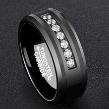 Load image into Gallery viewer, Men&#39;s Wedding Band Rings - Black Diamond Inlay Comfort Fit - Wedding Rings for Men and Women
