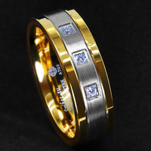 Load image into Gallery viewer, Men&#39;s Wedding Band Rings - Diamond, Gold, Silver, Brushed Finish - Wedding Rings for Men and Women
