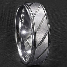 Load image into Gallery viewer, Tungsten Rings for Men Wedding Bands for Him Womens Wedding Bands for Her 8mm Silver Sandblasted Finish Groove
