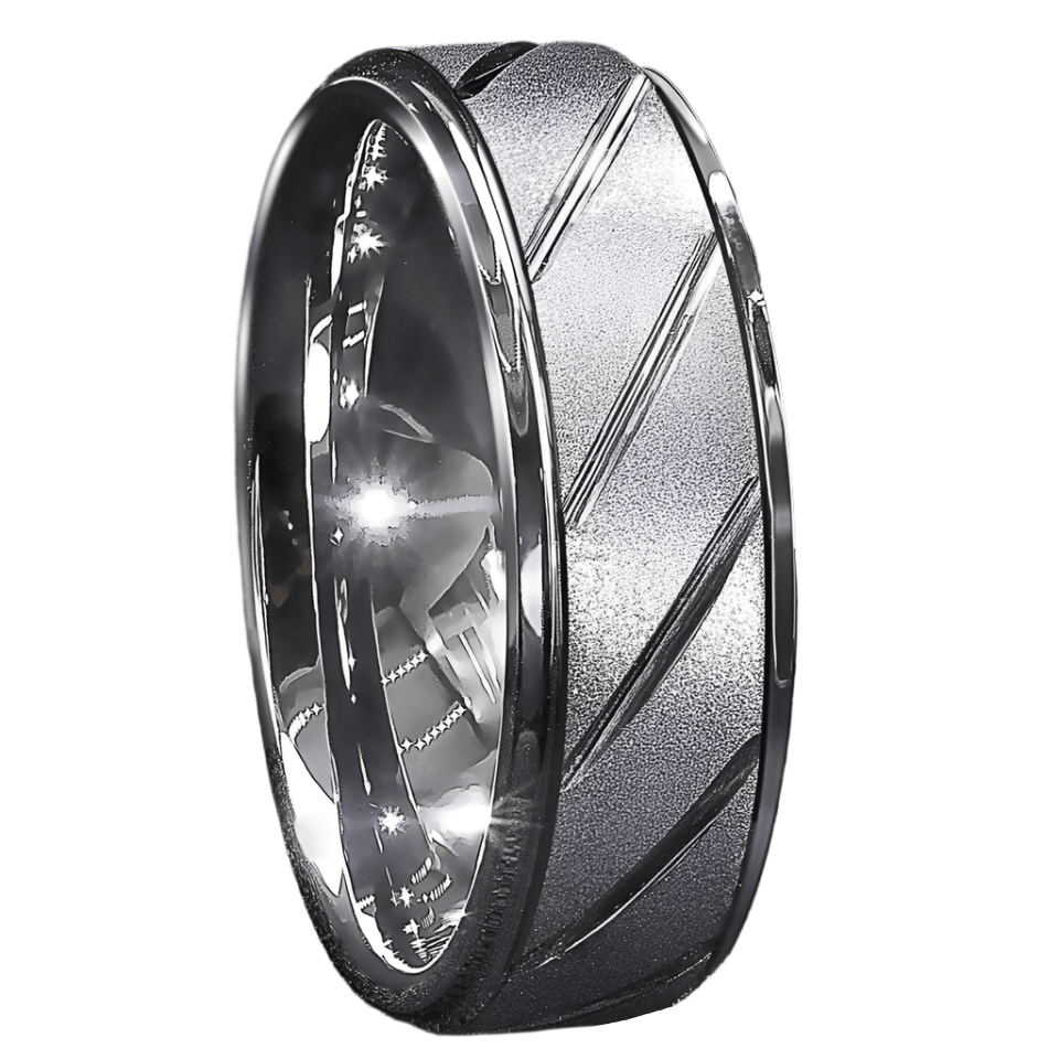 Tungsten Rings for Men Wedding Bands for Him Womens Wedding Bands for Her 8mm Silver Sandblasted Finish Groove