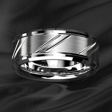 Load image into Gallery viewer, Men&#39;s Wedding Band Rings - Silver Leaf Brushed Style - Wedding Rings for Men and Women
