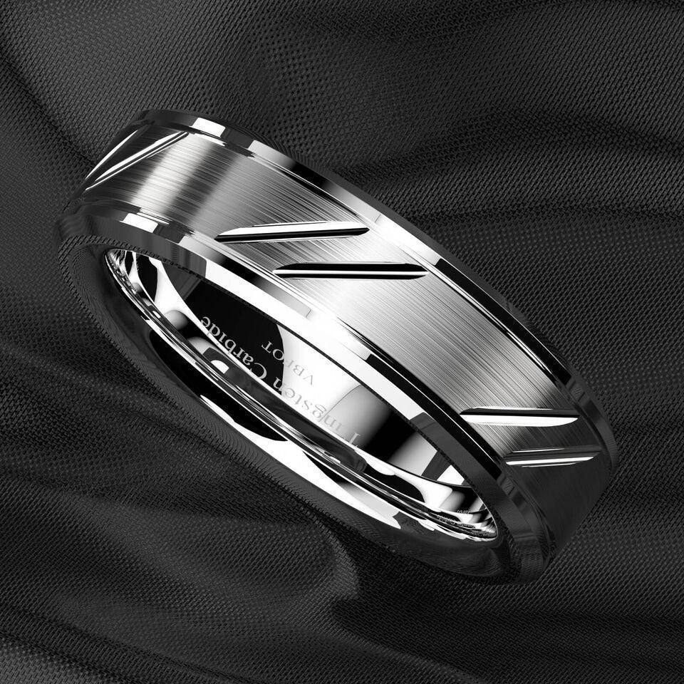 Men's Wedding Band Rings - Silver Leaf Brushed Style - Wedding Rings for Men and Women - Jewelry Store by Erik Rayo