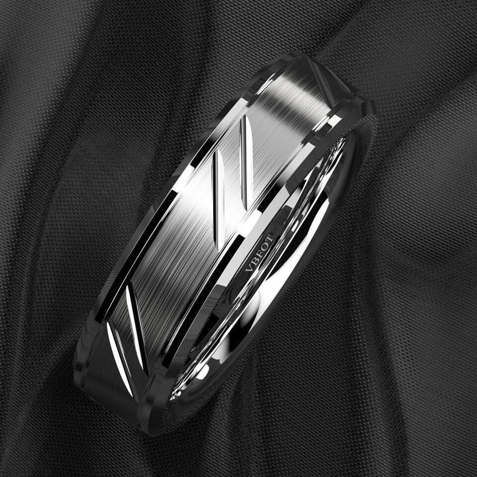 Men's Wedding Band Rings - Silver Leaf Brushed Style - Wedding Rings for Men and Women - Jewelry Store by Erik Rayo