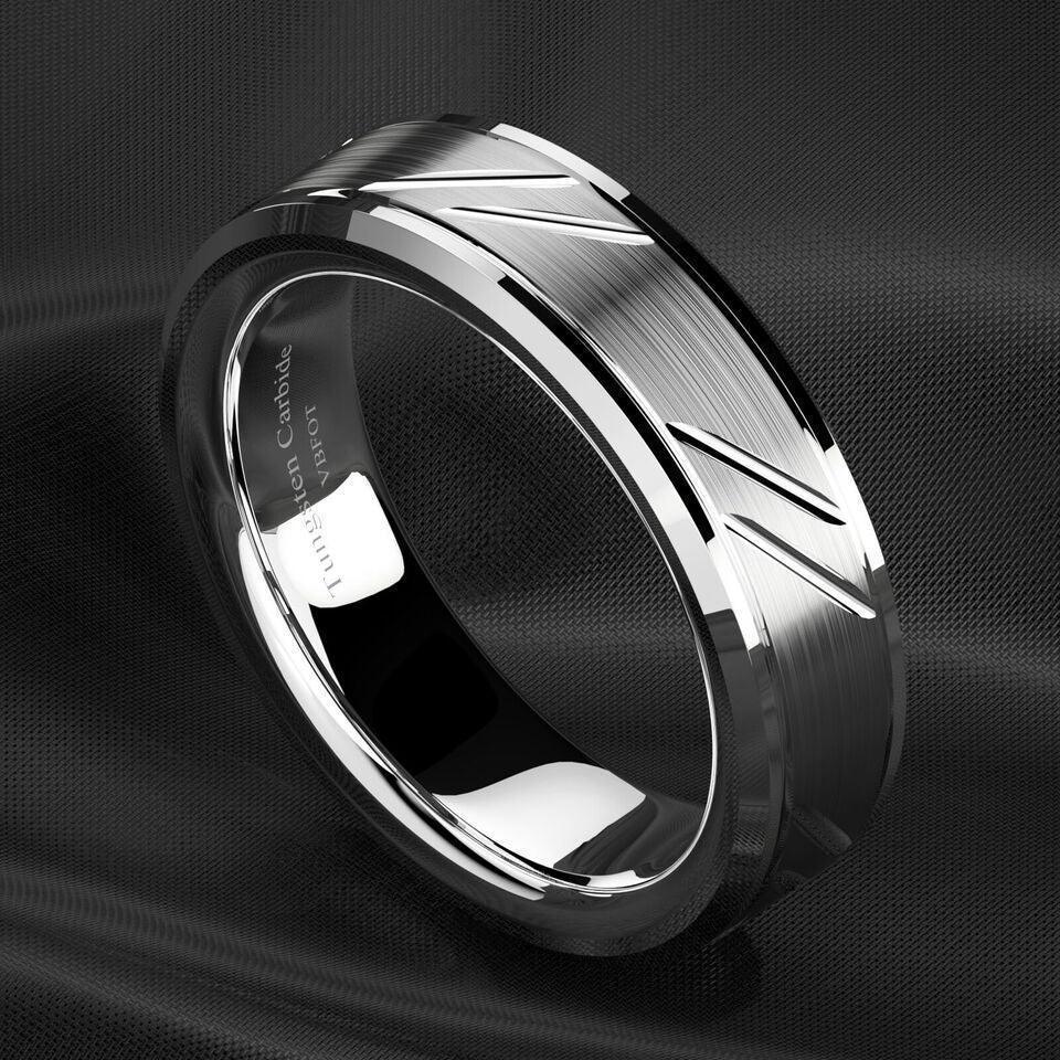 Men's Wedding Band Rings - Silver Leaf Brushed Style - Wedding Rings for Men and Women - Jewelry Store by Erik Rayo