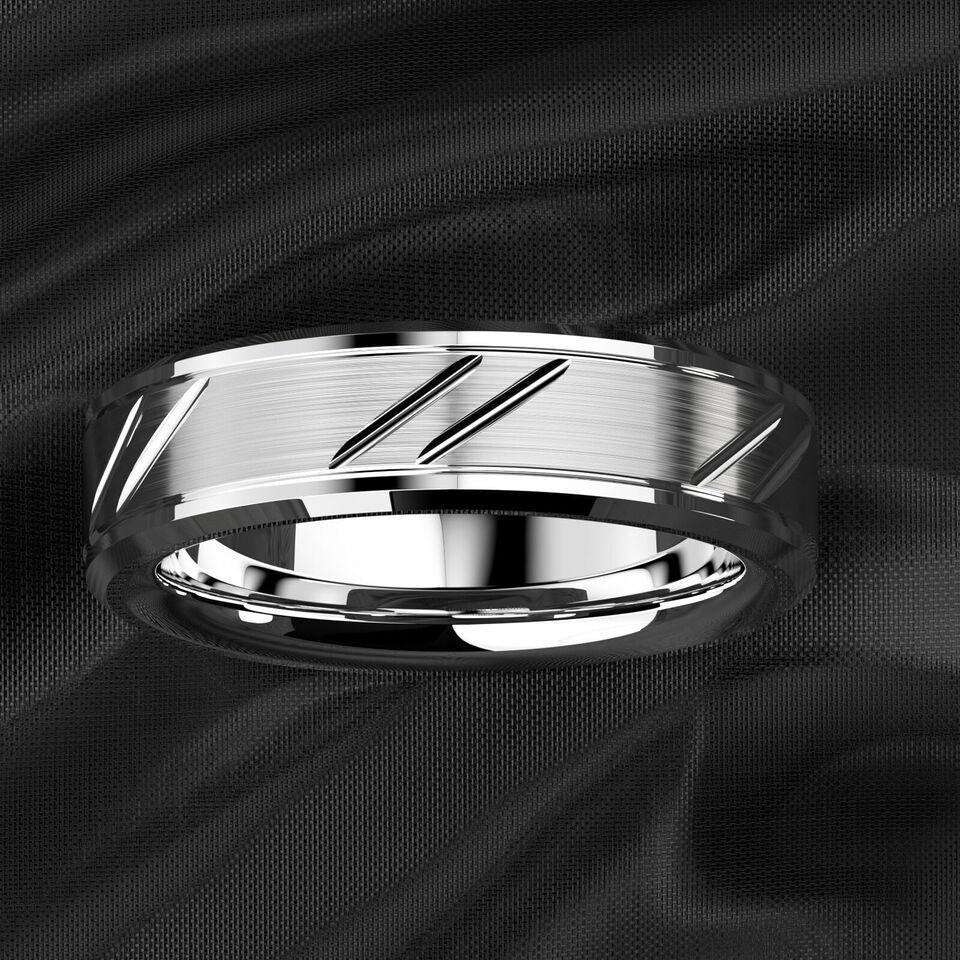 Men's Wedding Band Rings - Silver Leaf Brushed Style - Wedding Rings for Men and Women - Jewelry Store by Erik Rayo