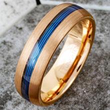 Load image into Gallery viewer, Mens Wedding Band 7mm Rose Blue Fishing Line Ring for Men and Women
