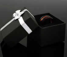 Load image into Gallery viewer, Men&#39;s Wedding Band 6mm Black with Thin Orange Line - Rings for Men and Women
