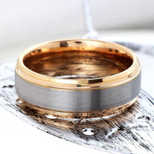 Load image into Gallery viewer, Men&#39;s Wedding Band Rings - Silver Rose Gold Plated Brushed Center - Wedding Rings for Men and Women
