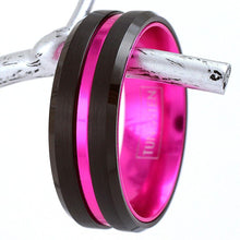 Load image into Gallery viewer, 6mm Black Pink Line Stripe Men&#39;s Wedding Band Ring - Women&#39;s &amp; Men&#39;s Wedding Rings
