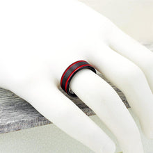 Load image into Gallery viewer, Men&#39;s Wedding Band Rings with Double Red Racing Stripes - Wedding Rings for Men and Women
