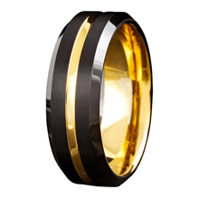 Load image into Gallery viewer, Men&#39;s Wedding Band Rings - Black and Yellow Gold Wedding Rings for Men and Women
