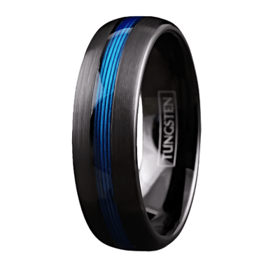 7mm Black Blue Fishing Line Men's Wedding Band Ring - Wedding Rings for Men and Women