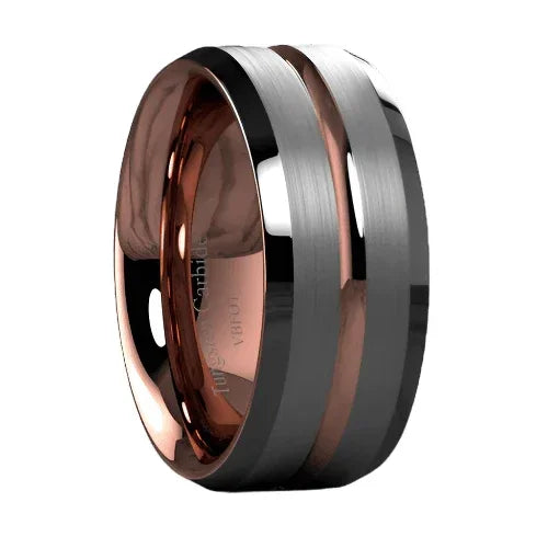 Men’s Wedding Band Rings | Silver Brushed Rose Gold - Unique Wedding Rings for Men & Women - Jewelry Store by Erik Rayo