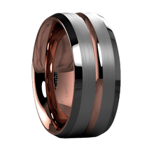 Load image into Gallery viewer, Men&#39;s Wedding Band Rings | Silver Brushed Rose Gold Men&#39;s Wedding Rings | Women&#39;s Wedding Rings
