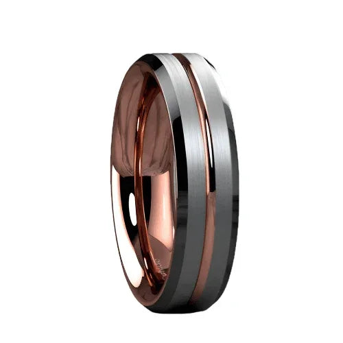 Tungsten Wedding Bands for Women - 6mm Silver Brushed Rose Gold Ring - Elegant Wedding Rings for Her - Jewelry Store by Erik Rayo