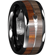 Load image into Gallery viewer, Mens Wedding Band Rings for Men Black Wood Arrow Wedding Rings for Women
