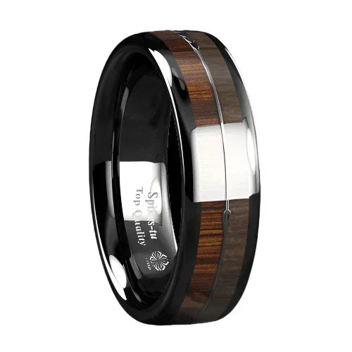 6mm Black Wood Arrow Wedding Band Ring - Perfect for Weddings and Engagements - Jewelry Store by Erik Rayo