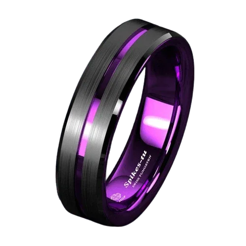 6mm Black Purple Line Wedding Band Ring - Wedding Rings for Men and Women - Jewelry Store by Erik Rayo