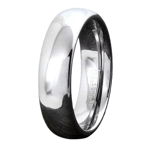 Wedding Band 6mm Polished Silver Tungsten Carbide Classic Ring for Men and Women - Jewelry Store by Erik Rayo