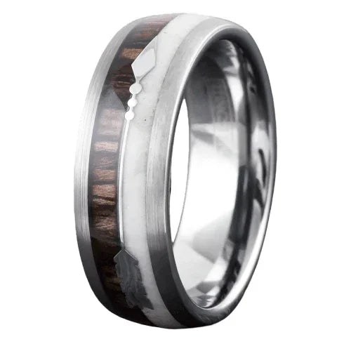 Men's Wedding Band Rings - Silver Deer Antler Wood & Arrow Design - Wedding Rings for Men and Women - Jewelry Store by Erik Rayo