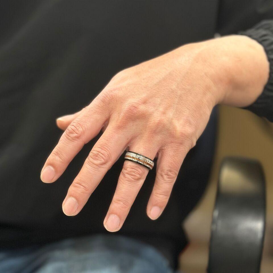 Men's Wedding Band Rings - Deer Antler & Sandalwood Stripe - Wedding Rings for Men and Women - Jewelry Store by Erik Rayo