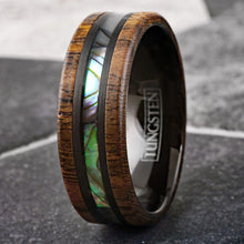 Load image into Gallery viewer, Mens Wedding Band Rings for Men Wedding Rings for Womens / Mens Rings Golden Sandalwood &amp; Abalone - Jewelry Store by Erik Rayo
