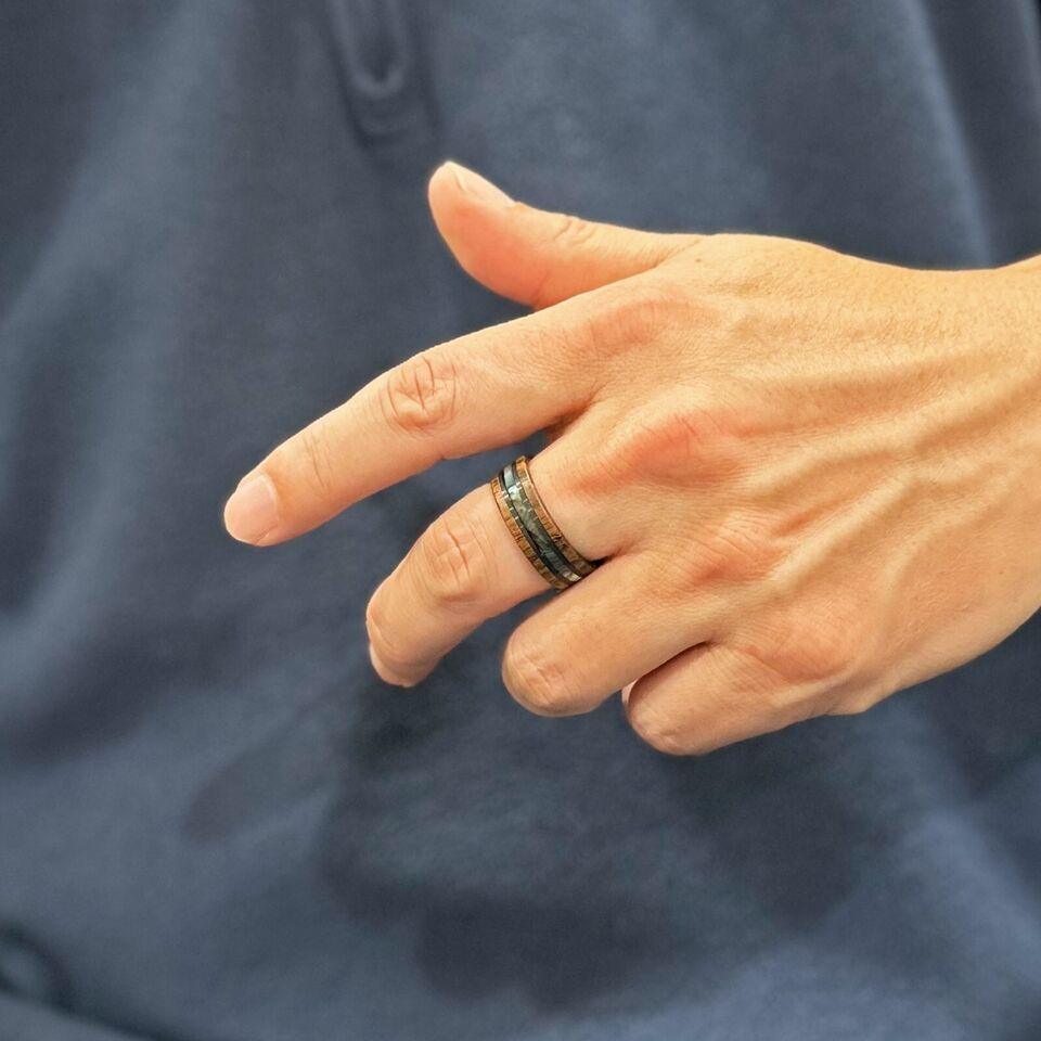 Golden Sandalwood & Abalone Men's Wedding Band Ring - Wedding Rings for Men & Women - Jewelry Store by Erik Rayo