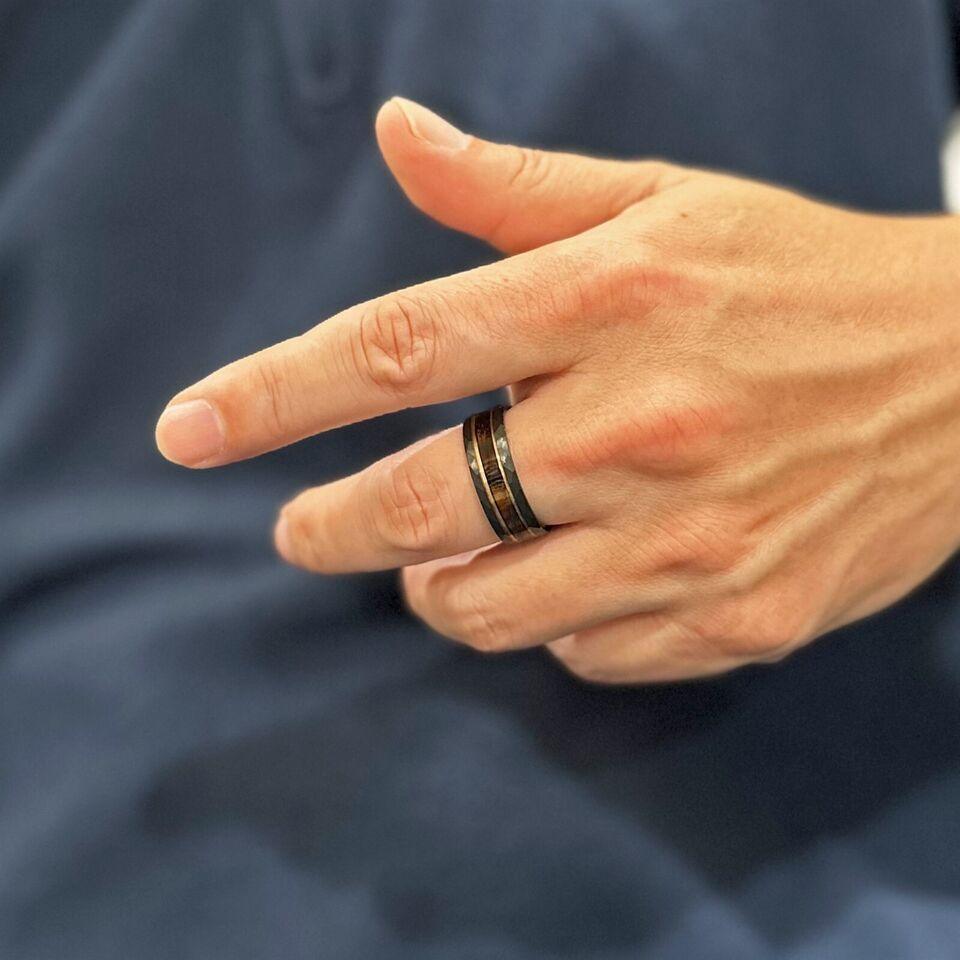 Men's Wedding Band Ring - Charred Whiskey Barrel Rose Gold Plated - Wedding Rings for Men and Women - Jewelry Store by Erik Rayo