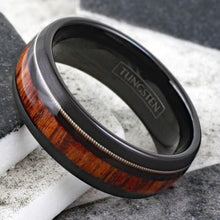 Load image into Gallery viewer, Mens Wedding Band Rings for Men Wedding Rings for Womens / Mens Rings Guitar String and Acacia Wood - Jewelry Store by Erik Rayo
