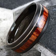 Load image into Gallery viewer, Mens Wedding Band Rings for Men Wedding Rings for Womens / Mens Rings Guitar String and Acacia Wood - Jewelry Store by Erik Rayo
