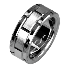 Load image into Gallery viewer, Tungsten Carbide Wedding Band Rings for Men Silver Brushed Brick Pattern - Jewelry Store by Erik Rayo
