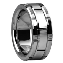 Load image into Gallery viewer, Wedding Band Rings Tungsten Carbide for Men Silver Brushed Bricked Pattern - Jewelry Store by Erik Rayo
