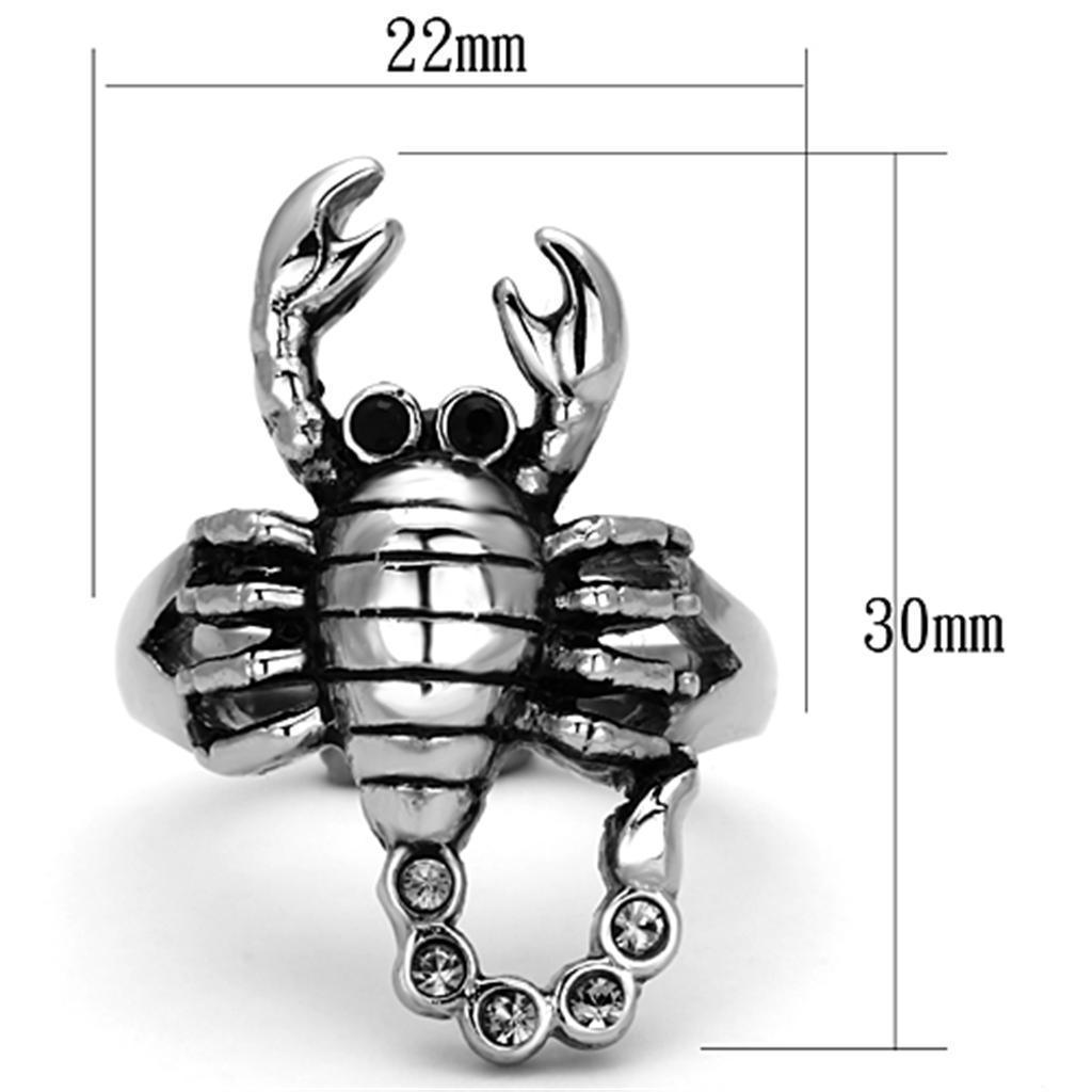 Scorpion Ring Anillo Para Mujer y Hombre 316L with Top Grade Crystal in Jet - Jewelry Store by Erik Rayo