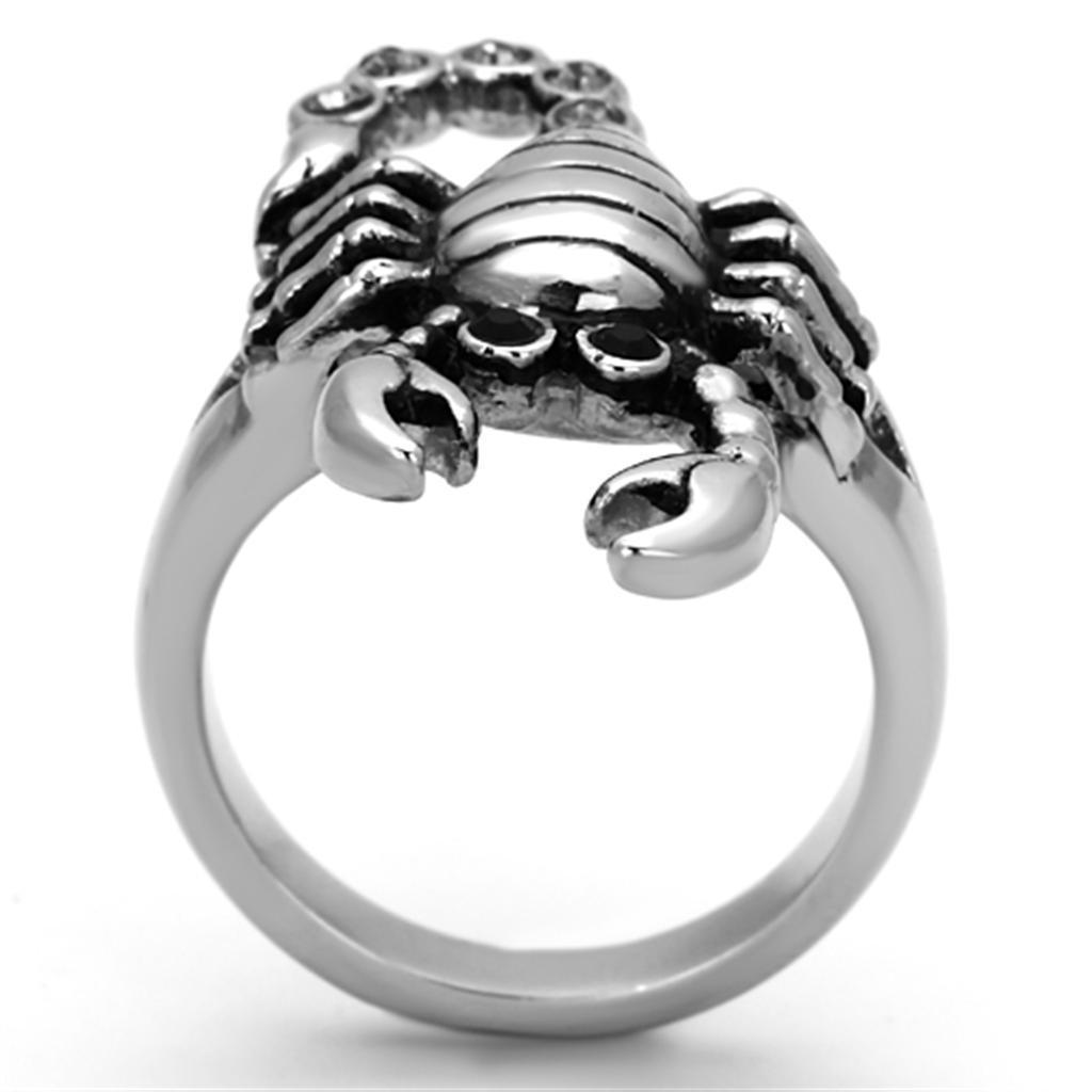 Scorpion Ring Anillo Para Mujer y Hombre 316L with Top Grade Crystal in Jet - Jewelry Store by Erik Rayo