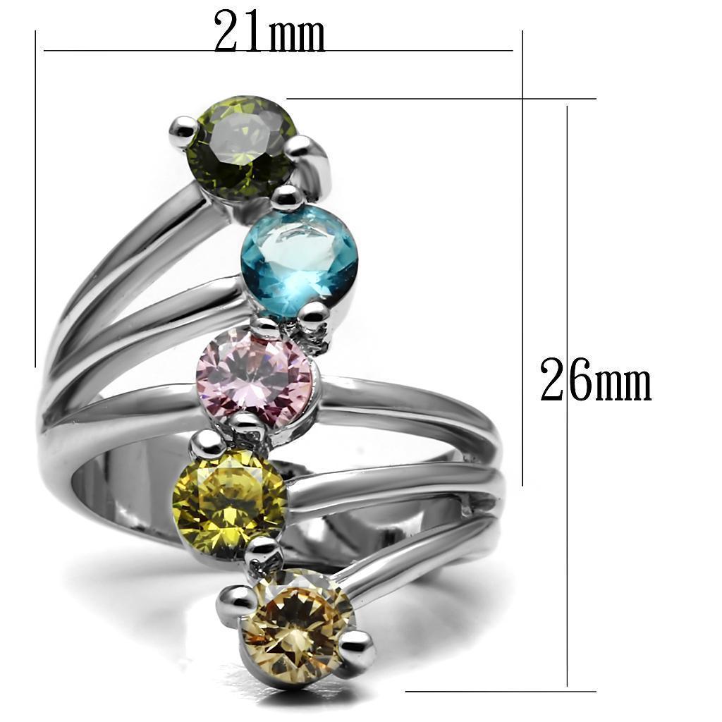 Sigrid Cocktail Ring - 316L Stainless Steel, AAA CZ , Multi Color - TK2876 - Jewelry Store by Erik Rayo