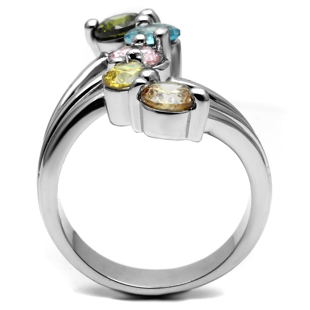 Sigrid Cocktail Ring - 316L Stainless Steel, AAA CZ , Multi Color - TK2876 - Jewelry Store by Erik Rayo