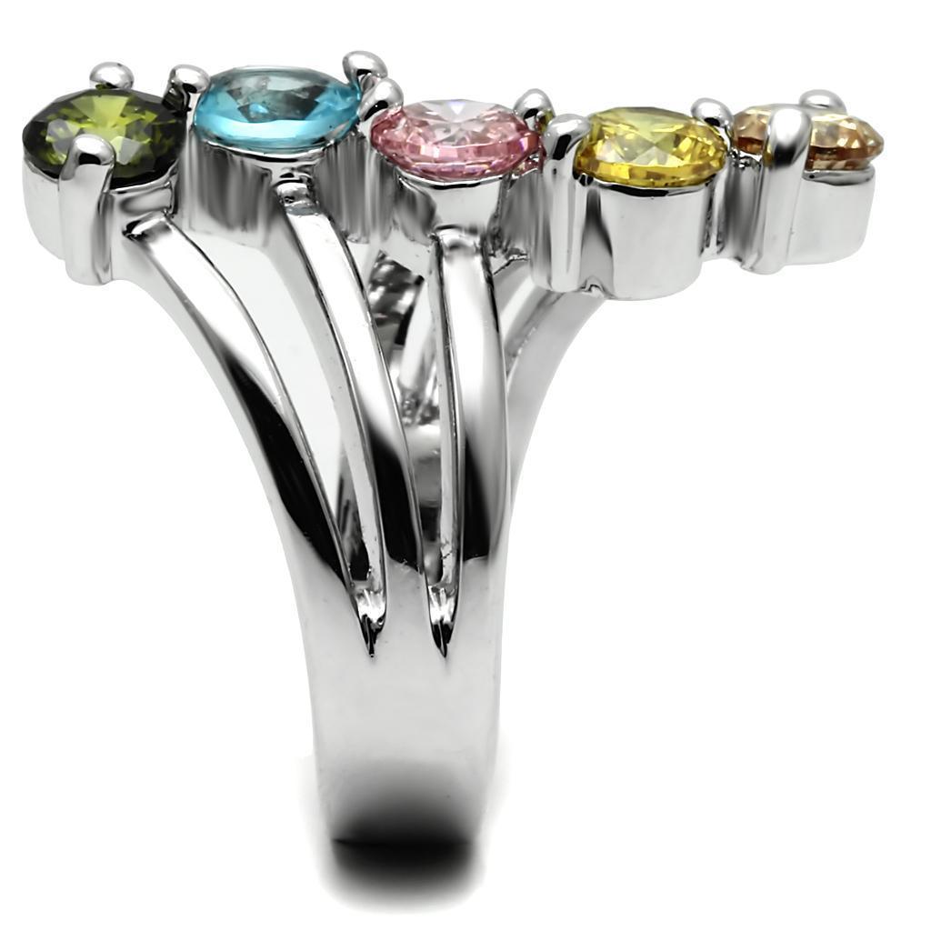 Sigrid Cocktail Ring - 316L Stainless Steel, AAA CZ , Multi Color - TK2876 - Jewelry Store by Erik Rayo