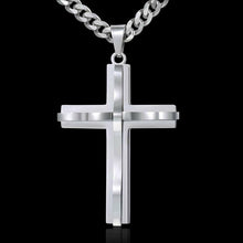 Load image into Gallery viewer, Silver Cross Necklace with Curb Chain Pendant 18-30 Inches Stainless Steel - Jewelry Store by Erik Rayo
