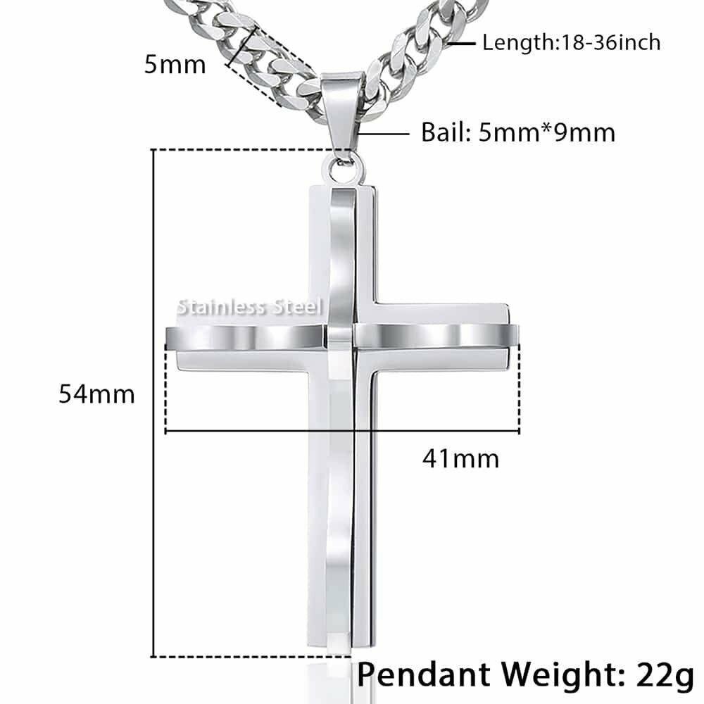 Silver Cross Necklace with Curb Chain Pendant 18-30 Inches Stainless Steel - Jewelry Store by Erik Rayo