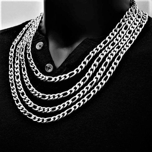Silver Figaro Chain Necklace for Men and Women Stainless Steel - Jewelry Store by Erik Rayo