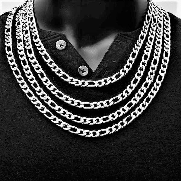 Silver Figaro Chain Necklace for Men and Women Stainless Steel - Jewelry Store by Erik Rayo