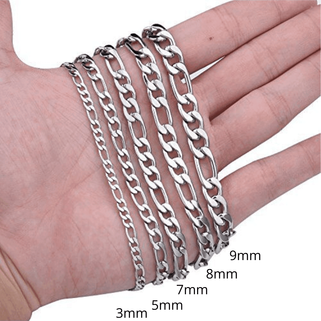 Silver Figaro Chain Necklaces for Men and Women Stainless Steel - Jewelry Store by Erik Rayo