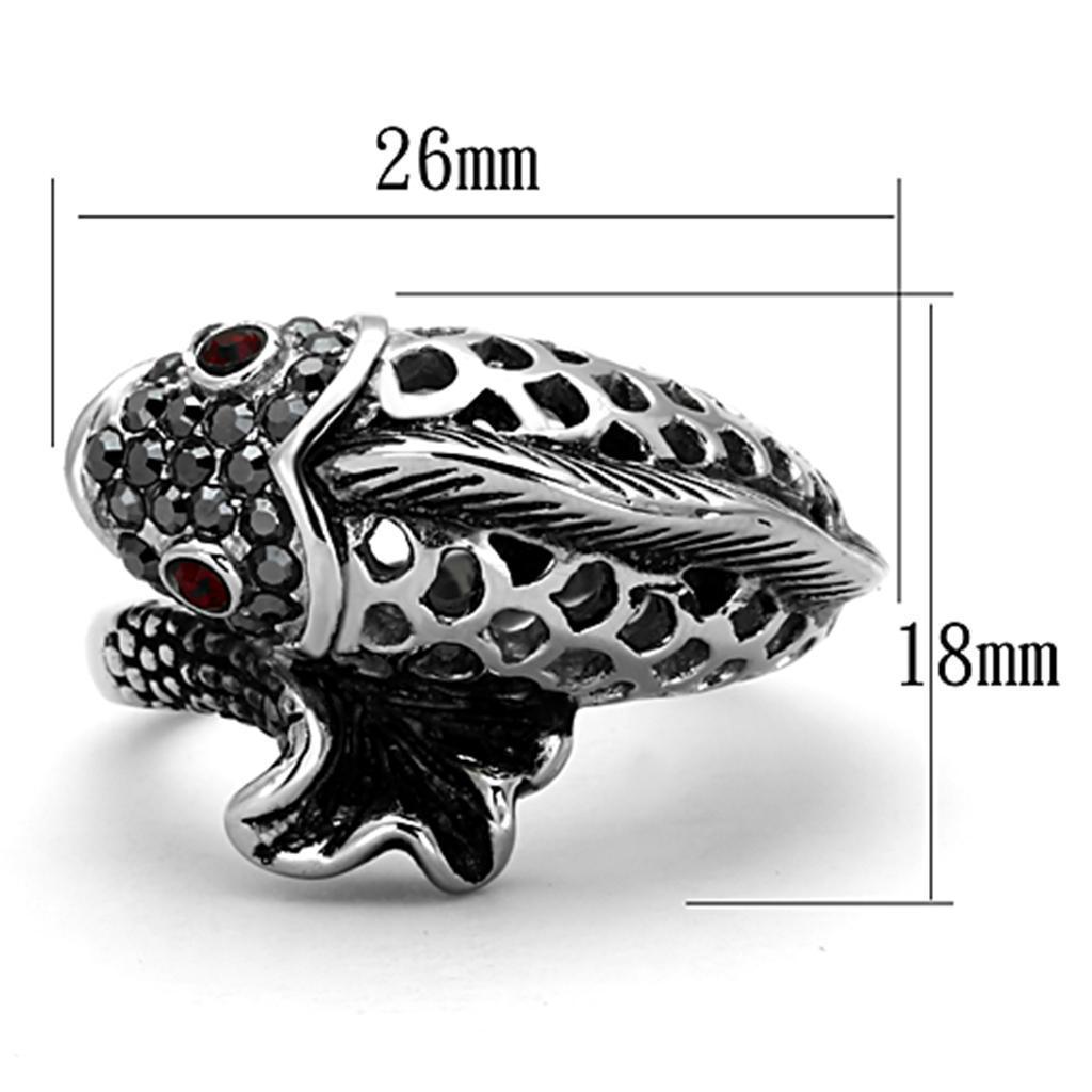 Silver Fish Ring Anillo Para v Stainless Steel Ring with Top Grade Crystal in Siam - Jewelry Store by Erik Rayo